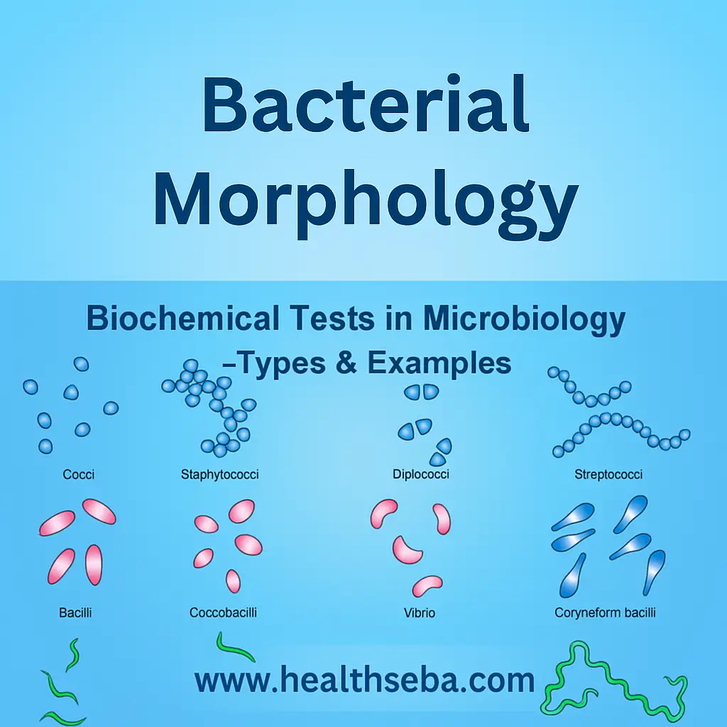 Bacterial morphology chart showing cocci, bacilli, vibrio, spirilla, staphylococci, streptococci, and other bacterial shapes