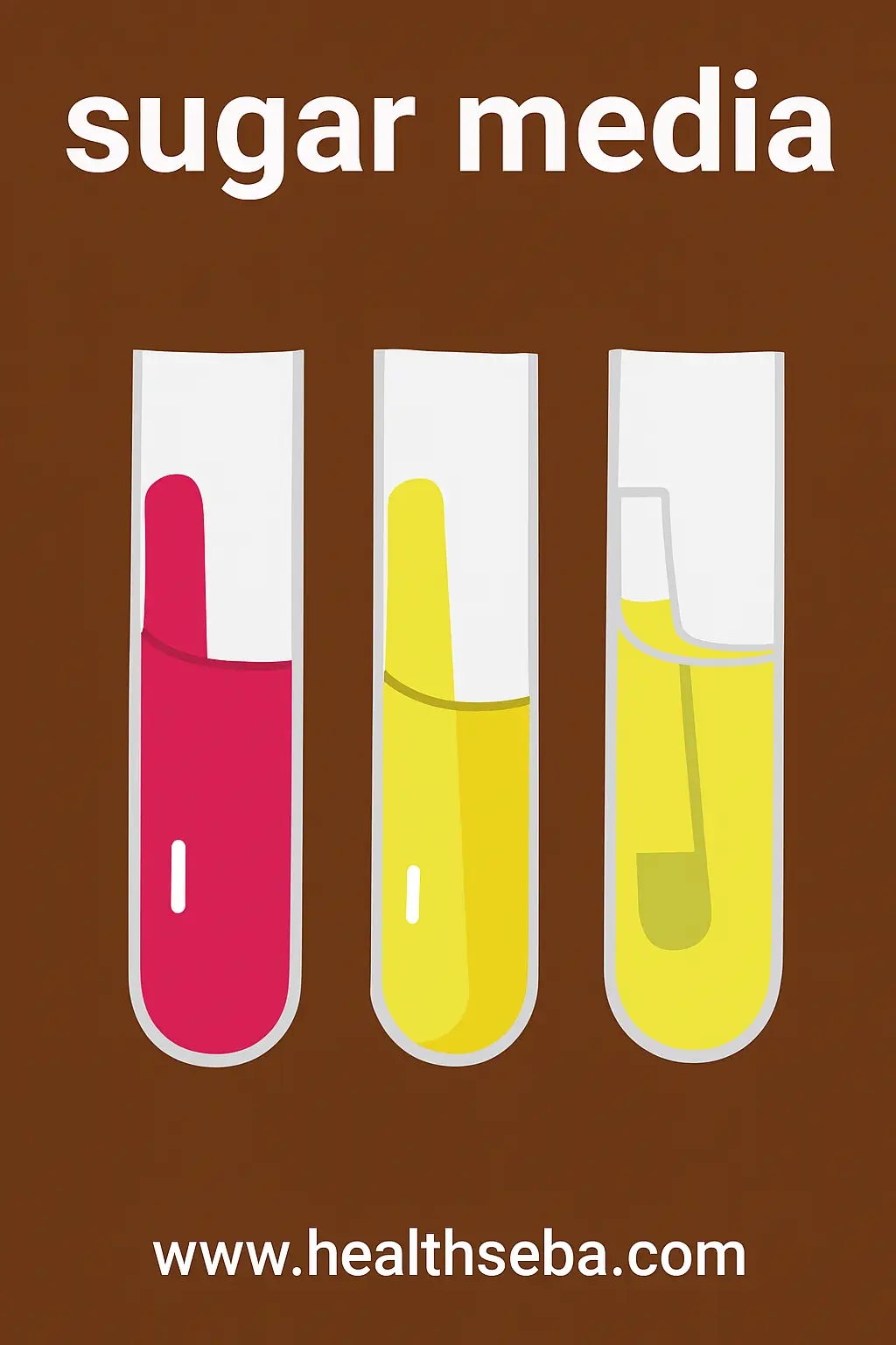 Sugar media test showing negative, positive carbohydrate fermentation, and gas production results